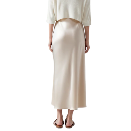 Women’s Midi Skirt with Straight Fit and Elastic Waist