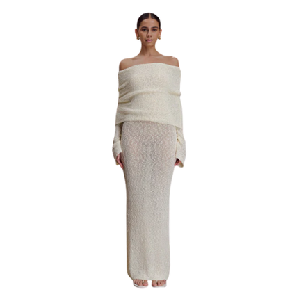 Women’s Off Shoulder Knit Maxi Dress