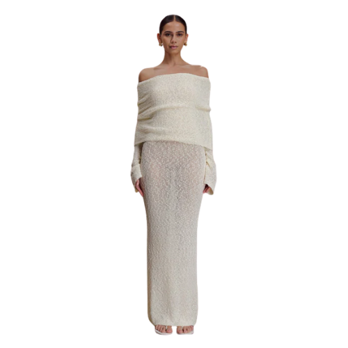 Women’s Off Shoulder Knit Maxi Dress