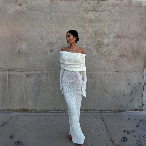 Women’s Off Shoulder Knit Maxi Dress