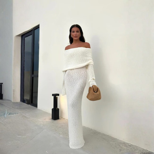 Women’s Off Shoulder Knit Maxi Dress