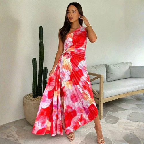 Women’s One Shoulder Printed Maxi Dress