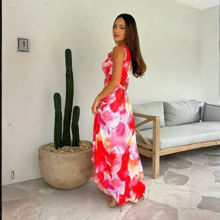 Women’s One Shoulder Printed Maxi Dress
