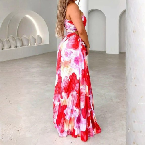 Women’s One Shoulder Printed Maxi Dress
