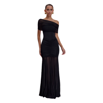 Women’s One Shoulder Ruched Maxi Dress
