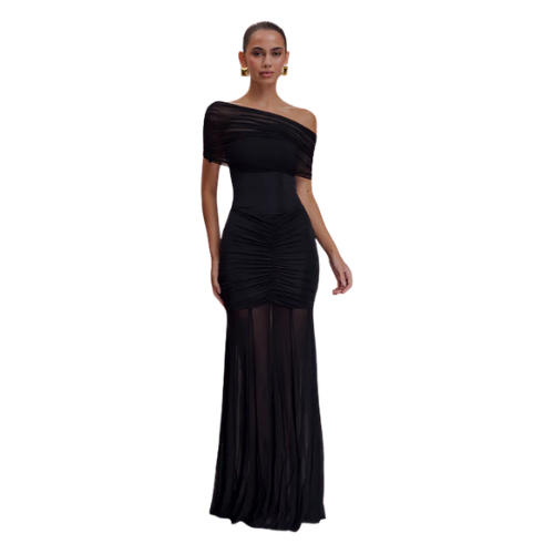 Women’s One Shoulder Ruched Maxi Dress