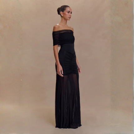 Women’s One Shoulder Ruched Maxi Dress