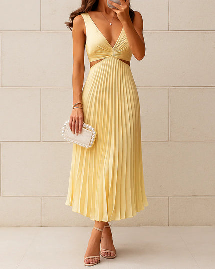 Women’s Pleated Cut Out Midi Dress