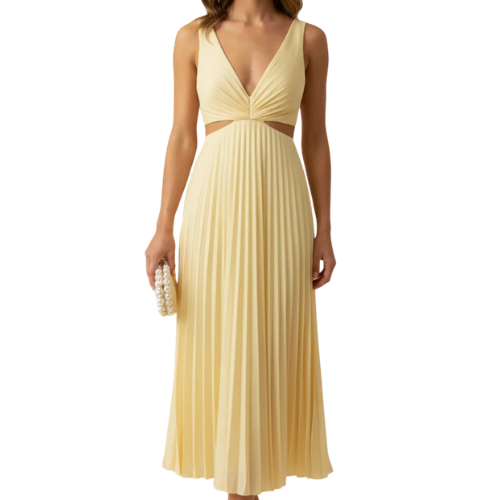 Women’s Pleated Cut Out Midi Dress