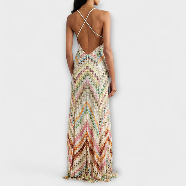 Women’s Printed Halter Maxi Dress