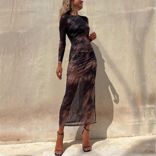 Women’s Printed Mesh Maxi Dress