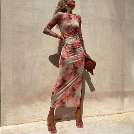 Women’s Printed Mesh Maxi Dress