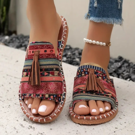 Women’s Printed Tassel Open Toe Sandals