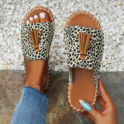 Women’s Printed Tassel Open Toe Sandals