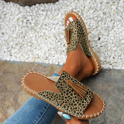 Women’s Printed Tassel Open Toe Sandals