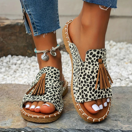 Women’s Printed Tassel Open Toe Sandals