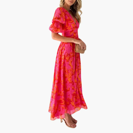 Women’s Printed V-Neck Maxi Dress