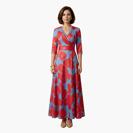 Women’s Printed Wrap Maxi Dress
