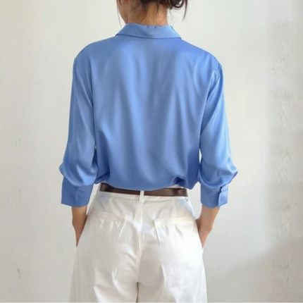 Women’s Relaxed Button-Up Blouse with Collar