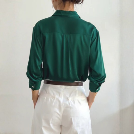 Women’s Relaxed Button-Up Blouse with Collar