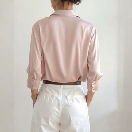 Women’s Relaxed Button-Up Blouse with Collar