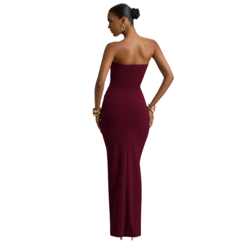 Women’s Ruched Strapless Maxi Dress