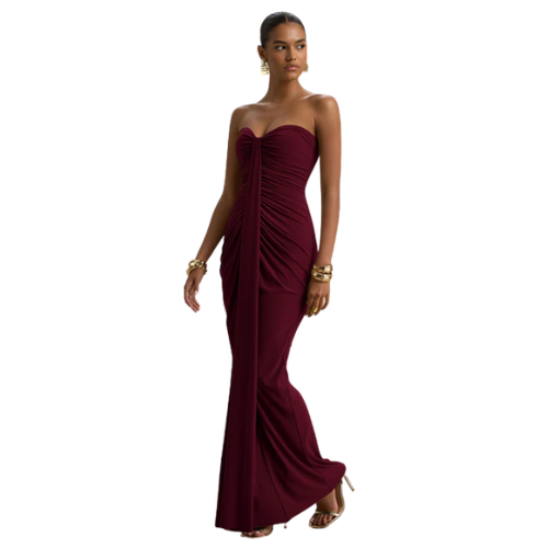 Women’s Ruched Strapless Maxi Dress