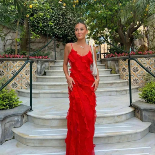 Women’s Ruffle Strap Maxi Dress