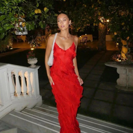 Women’s Ruffle Strap Maxi Dress