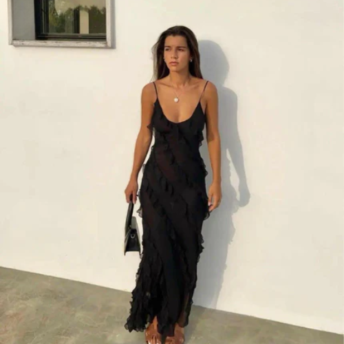 Women’s Ruffle Strap Maxi Dress