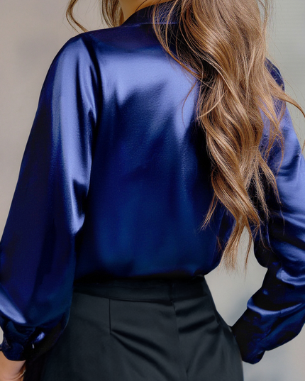 Women’s Long Sleeve Satin Button-Up Shirt