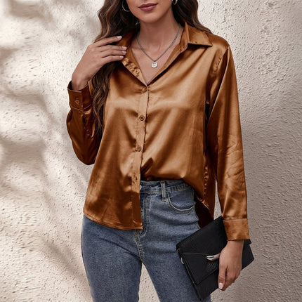 Women’s Satin Button-Up Blouse