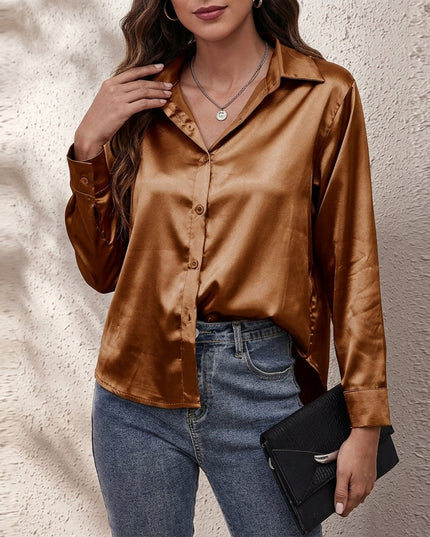 Women’s Satin Button-Up Shirt