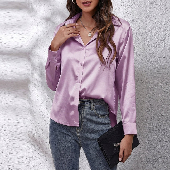 Women’s Satin Button-Up Blouse