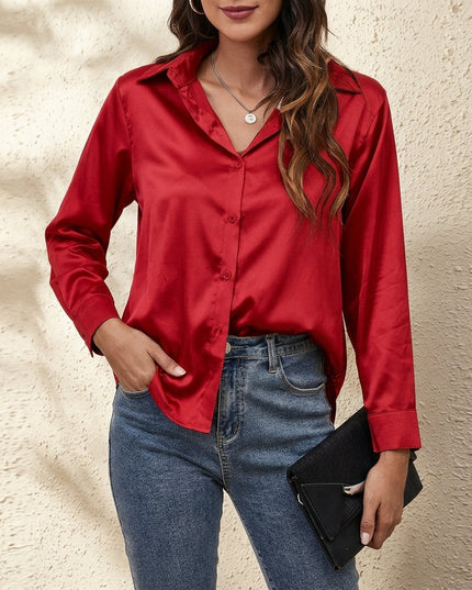 Women’s Satin Button-Up Shirt
