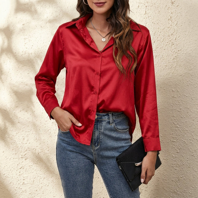 Women’s Satin Button-Up Blouse