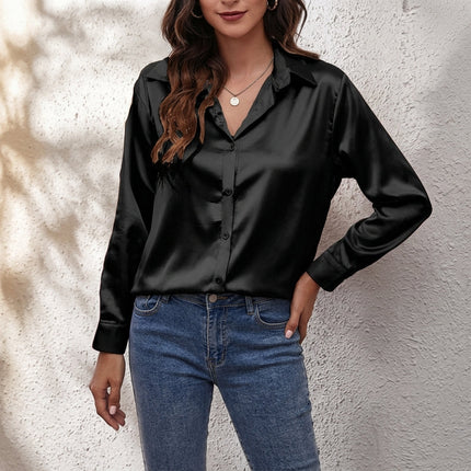 Women’s Satin Button-Up Blouse