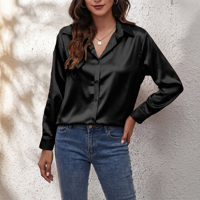 Women’s Satin Button-Up Blouse