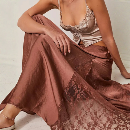 Women’s Satin Draped Midi Skirt