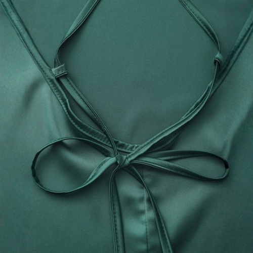 Women’s Satin Mini Dress with Cowl Neck and Cross Back Straps