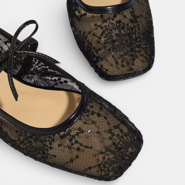 Women’s Sheer Lace Tie Flats