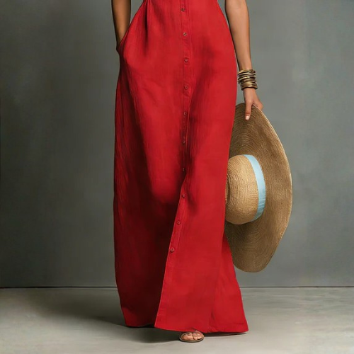 Women’s Sleeveless Button Front Maxi Dress
