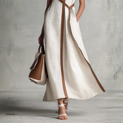 Women’s Sleeveless Contrast Trim Maxi Dress