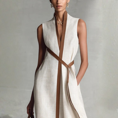 Women’s Sleeveless Contrast Trim Maxi Dress