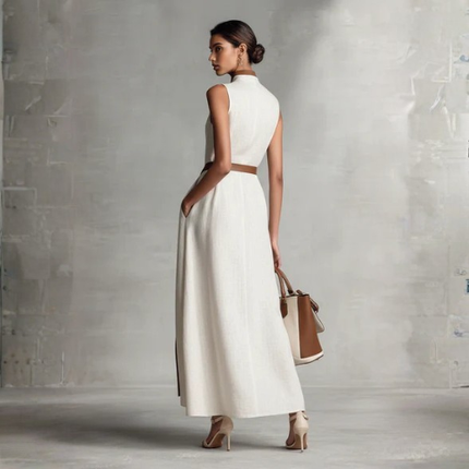 Women’s Sleeveless Contrast Trim Maxi Dress