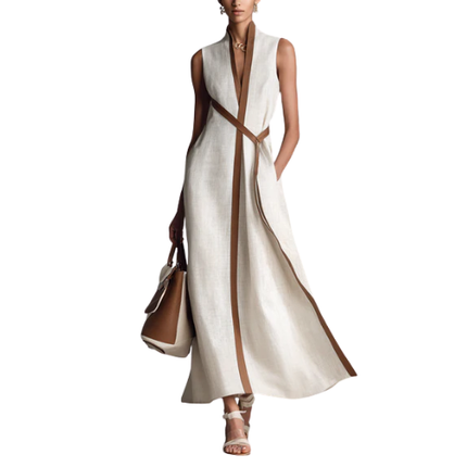 Women’s Sleeveless Contrast Trim Maxi Dress