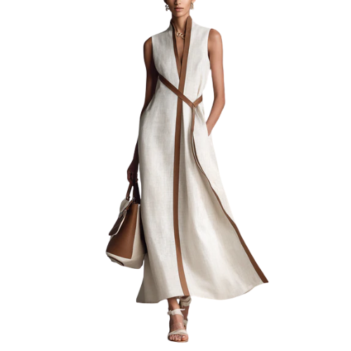 Women’s Sleeveless Contrast Trim Maxi Dress