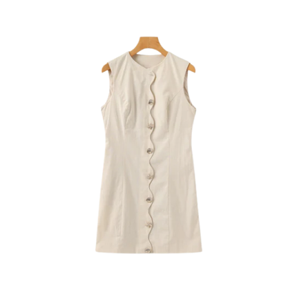 Women’s Sleeveless Mini Dress with Button Front