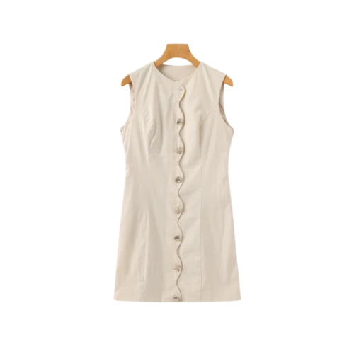 Women’s Sleeveless Mini Dress with Button Front