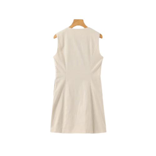 Women’s Sleeveless Mini Dress with Button Front